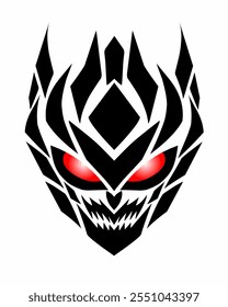 illustration vector graphic of tribal art design abstract face evil with red eyes