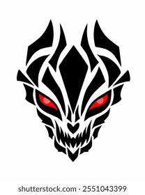 illustration vector graphic of tribal art design abstract face evil with red eyes