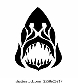 illustration vector graphic of tribal art shark jaws