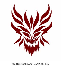 illustration vector graphic of tribal art design devil head face tattoo