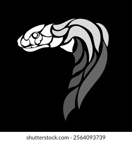 illustration vector graphic of tribal art abstract design black and white cobra snake head tattoo