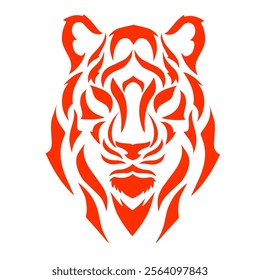 illustration vector graphic of tribal art abstract design tiger head tattoo with white background