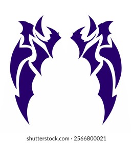 illustration vector graphic of tribal art design abstract tattoo of a pair of dragon wings