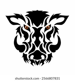 illustration vector graphic of tribal art design abstract wild boar head