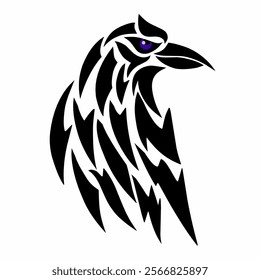 illustration vector graphic of tribal art design crow bird for symbol tattoo