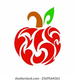 illustration vector graphic of tribal art design tattoo abstract red apple fruit