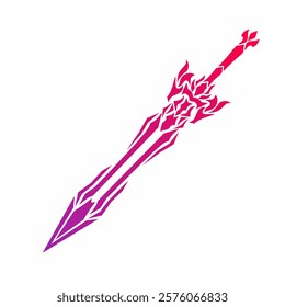 illustration vector graphic of tribal art design fantasy sword for tattoo