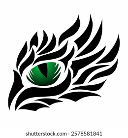 illustration vector graphic of tribal art design abstract black dragon's eyes for emblem elements