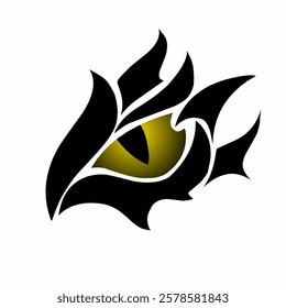 illustration vector graphic of tribal art design abstract black dragon's eyes for emblem elements