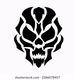 illustration vector graphic of tribal art design abstract tattoo monster skull