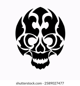 illustration vector graphic of tribal art design abstract black skull head