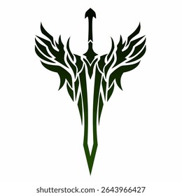 Illustration vector graphic of tribal art design sword wings for tatto