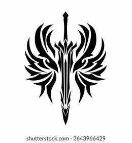 Illustration vector graphic of tribal art design sword wings for tatto