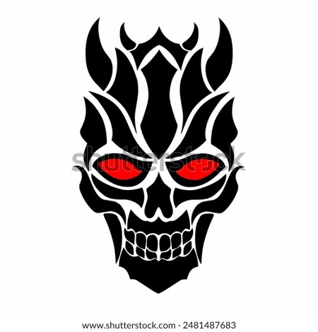 illustration vector graphic of tribal art abstract devil with red eyes