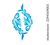 illustration vector graphic of tribal design two fish forming the zodiac symbol of Pisces