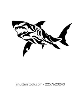 illustration vector graphic of tribal great white shark clipart