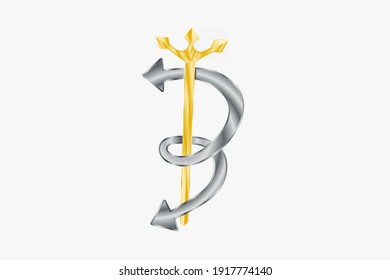 illustration vector graphic of trident stick logo, simple stlye HD quality