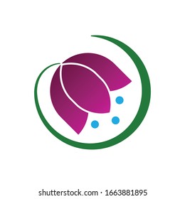 ilustración vectorial de la flor tulipán con tallo circular aislado en fondo blanco 
perfecto para el logotipo natural/ ecológico