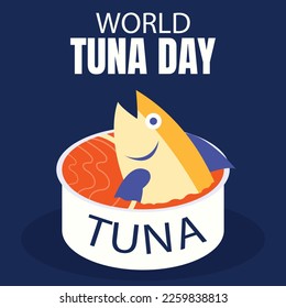 illustration vector graphic of tuna in a can, perfect for international day, world tuna day, celebrate, greeting card, etc.