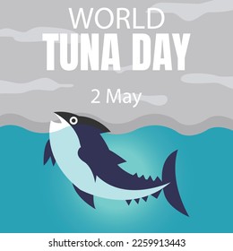 illustration vector graphic of Tuna fish head rises to the surface of the sea, perfect for international day, world tuna day, celebrate, greeting card, etc.