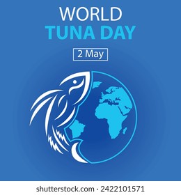 illustration vector graphic of tuna fish bones and earth, perfect for international day, world tuna day, celebrate, greeting card, etc.