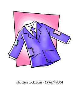 illustration, vector graphic of tuxedo full of patches, perfect for opinion illustration or article illustration