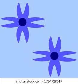 gráfico vectorial de dos flores azules que tiene cuatro pétalos donde los bordes son diseño de concepto punteado