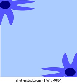 illustration vector graphic of two blue flowers in the lower right and upper left corners that have four petals where the edges are pointed concept design