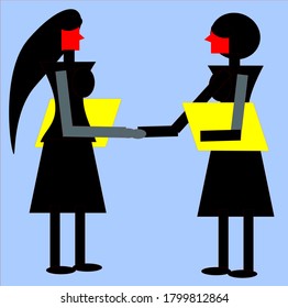 
ilustración vectorial de dos mujeres empresarias haciendo un trato