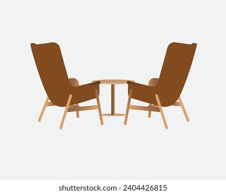 illustration vector graphic of two chairs and one table