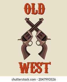 Illustration Vector Graphic of Two Cowboy Gun,Old West,Suitable for Background,Poster,etc.