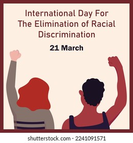 illustration vector graphic of two different skinned women raised their hands together, perfect for international day, the elimination of racial discrimination, celebrate, greeting card, etc.