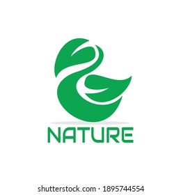 illustration vector graphic of two green leaves logo growing together, perfect for nature, herb, ecology, botany, food, etc

