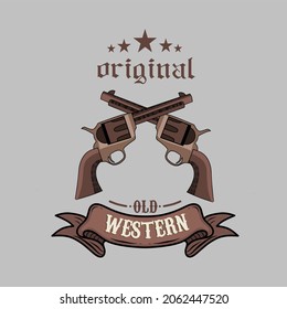 illustration vector graphic of two gun,old west concept perfect for background,banner,poster,print design,etc.