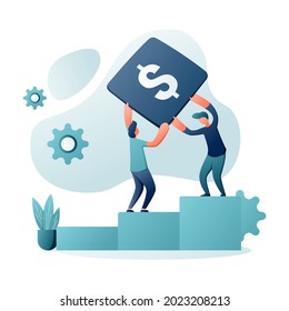 Illustration Vector Graphic Of Two Men Make A Marketing Strategy To Increase The Company's Business Turnover And Profits