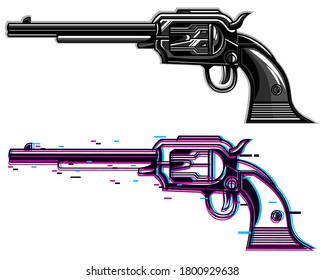 Illustration Vektorgrafik von zwei Pistolen-Design mit unterschiedlichem Stil. Jägergerät