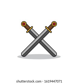 Illustration vector graphic of two sword, knight sword vector cartoon