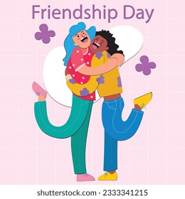 illustration vector graphic of two women hugging friendship day celebration