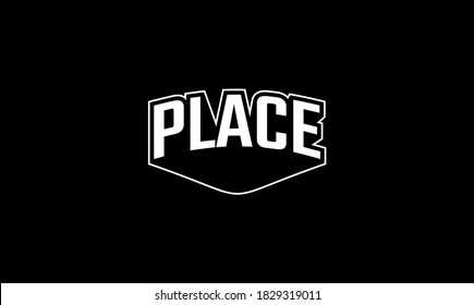 Illustration vector graphic typography of Place on black background. Place text vintage. Good for template background, t-shirt, banner, poster, etc. 