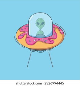 Illustration vector graphic of UFO donuts. suitable for t-shirt design, logo design,etc