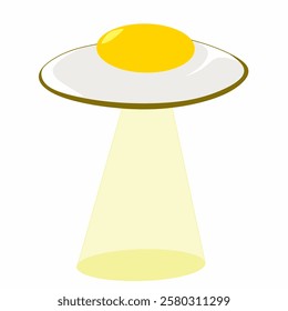 Illustration vector graphic of ufo fried egg, sunny side spaceship. Unique and cute design for logo or icon