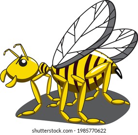 Illustration vector graphic of unfriendly angry bee. perfect for 
animal card, etc.