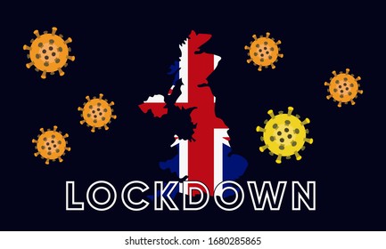 Illustration vector graphic of United Kingdom Lockdown. Coronavirus outbreak.  Prohibited from leaving the United Kingdom country. vector illustration EPS10. covid-19.