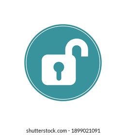 Ilustración vectorial gráfico del icono de desbloqueo. Concepto de diseño plano. Perfecto para icono, afiche, banner, web, etiqueta, signo, símbolo, logotipo, tarjeta, plantilla, aplicación, etc