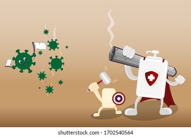  Ilustración vectorial gráfico de uso jabón y desinfectantes para evitar virus y gérmenes. Buena salud y diseño gráfico médico