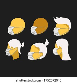 Ilustración vectorial gráfico del uso de Masker por diferentes culturas de personas para la acción de prevención Covid-19 bueno para contenido de medios sociales y diseño de afiches cuando un accidente pandémico. Campaña contra Covid-19