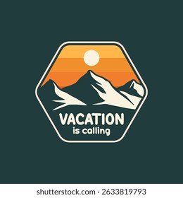 Ilustração vetorial de FÉRIAS ESTÁ CHAMANDO DESIGN VETOR ILUSTRAÇÃO para produtos de design de vestuário, como logotipos em embalagens de produtos