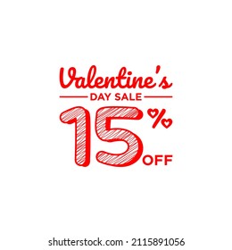 Illustration Vector Graphic of Valentine Day Sale Discount 15% Off