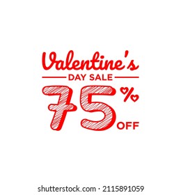 Illustration Vector Graphic of Valentine Day Sale Discount 75% Off