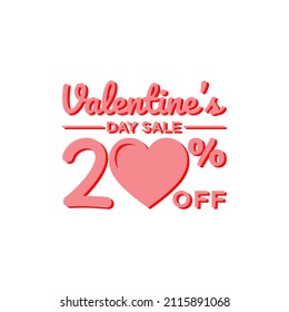 Illustration Vector Graphic of Valentine Day Sale Discount 20% Off